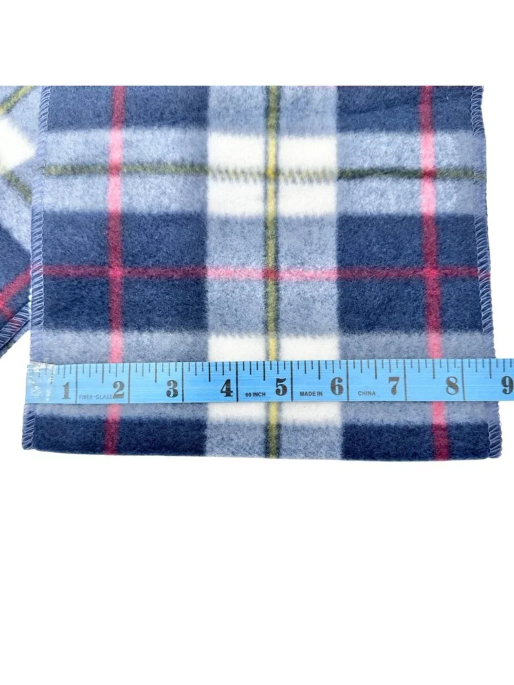 Plaid Fleece Scarf Blue Red White Tartan Pattern Soft Cozy Winter 56